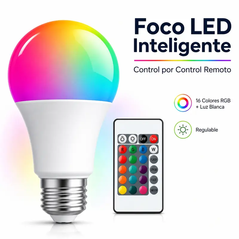 리모컨으로 밝기 조절 가능한 E27 RGB LED 전구, 9W·12W·15W, 16가지 색상, 침실·게임룸·스트리밍·파티오·테라스·행사용 무드등