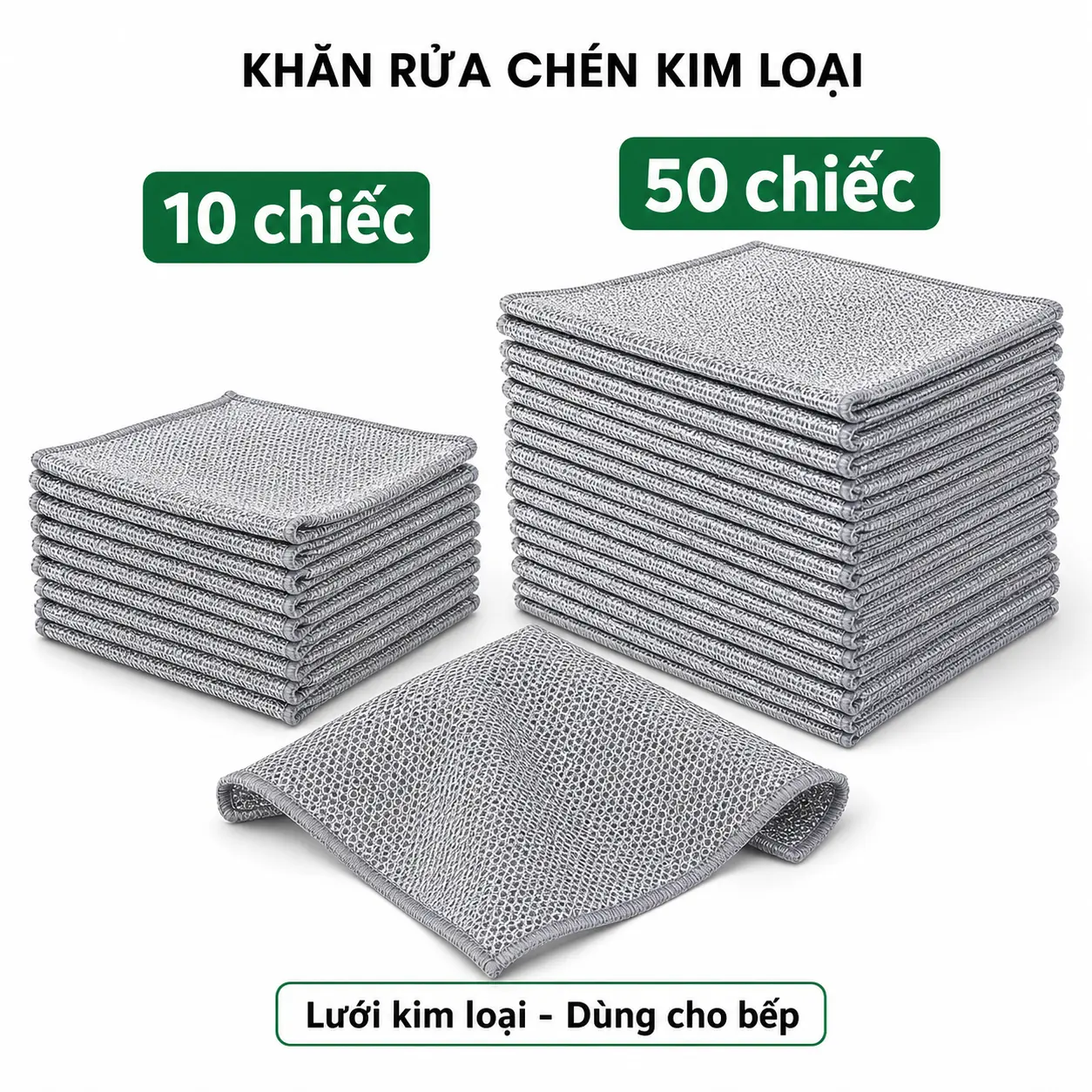 10-Pack Metal Mesh Kitchen Cleaning Cloths, 20 x 20 cm, Multipurpose Non-Abrasive Dishcloths for Pots, Dishes and Sinks