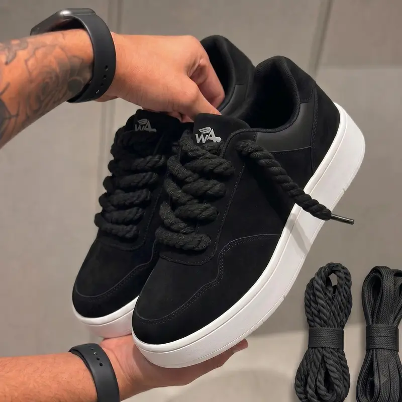 Tênis Masculino Camurça Feminino Cadarço Trançado StreetWear Envio Seguro