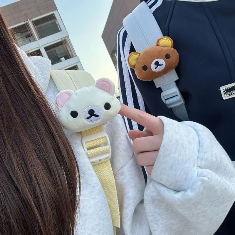 【TERANGID】Llavero de peluche de oso tierno, adorno de dibujos animados para mochila, colgante suave con correa de velcro para regalo estudiantil