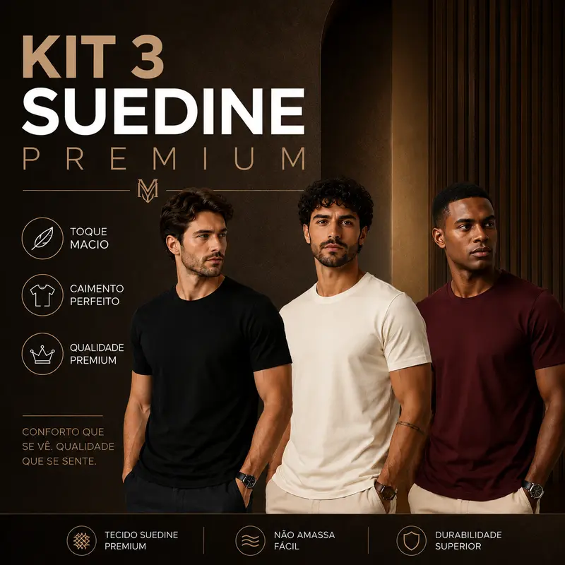 Men's Premium Suedine T-Shirts, 3-Pack, Sizes P to G3 Plus, Soft-Touch and Durable