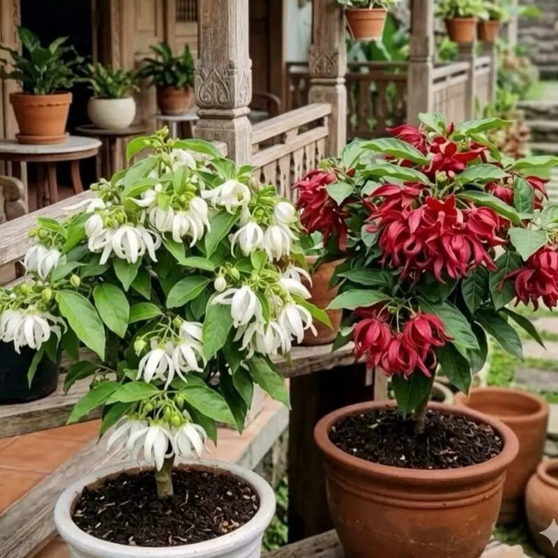 2-Piece White and Red Ylang-Ylang Seedling Bundle for Pot Growing