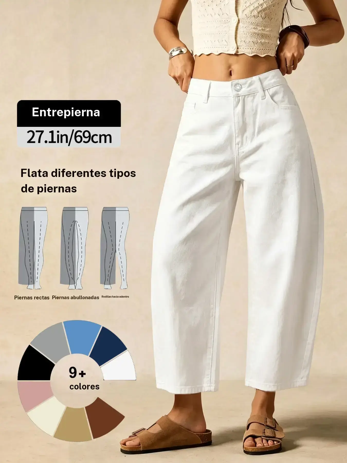 Pantalones jeans de estilo francés, casuales, de cintura alta y corte recto de 9 pulgadas para mujer, ajuste holgado, disimula las caderas, efecto que aporta altura, uso diario, largos
