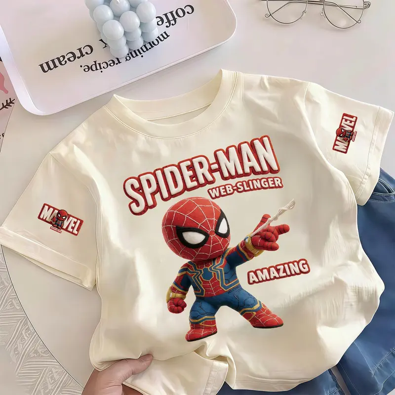 (COD)Children's T-shirts  Sorona short-sleeve cotton Loose Round Neck Short Sleeve Print Fashionable and Versatile Breathable and Comfortable Top 90-150 1-12 years old S-XXXL parent-child adult sizes