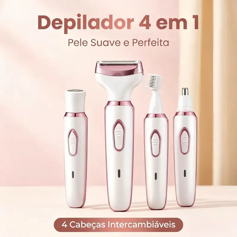 4-in-1 Rechargeable Electric Hair Removal Kit with Type-C Charging and Ergonomic Design for All Body Areas