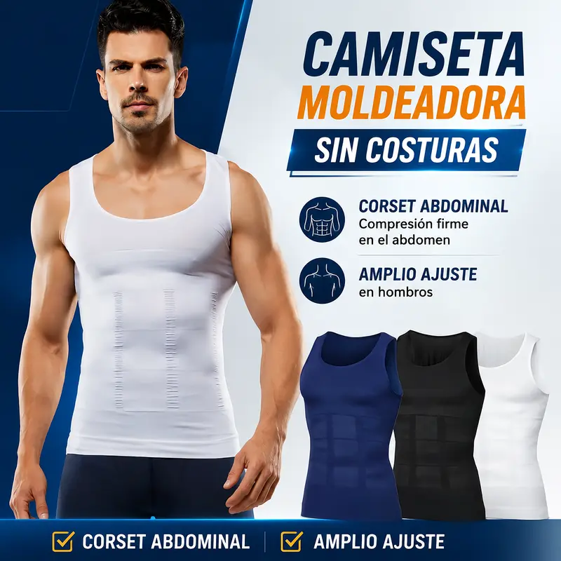 Men’s Compression Shaping Vest, Available in White and Black