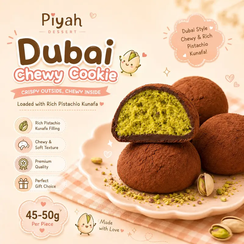 DUBAI CHEWY COOKIE BY PIYAH 50gram Kunafa Marshmallow