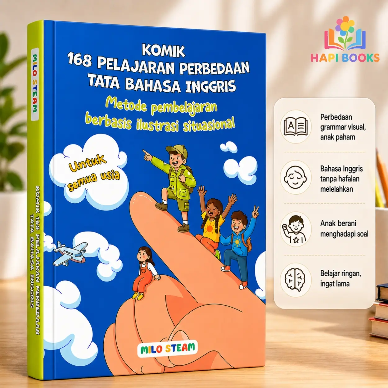 [ORIGINAL FULL WARNA] BUKU CERITA ANAK BERGAMBAR: KOMIK 168 PELAJARAN PERBEDAAN TATA BAHASA INGGRIS - HAPI BOOKS