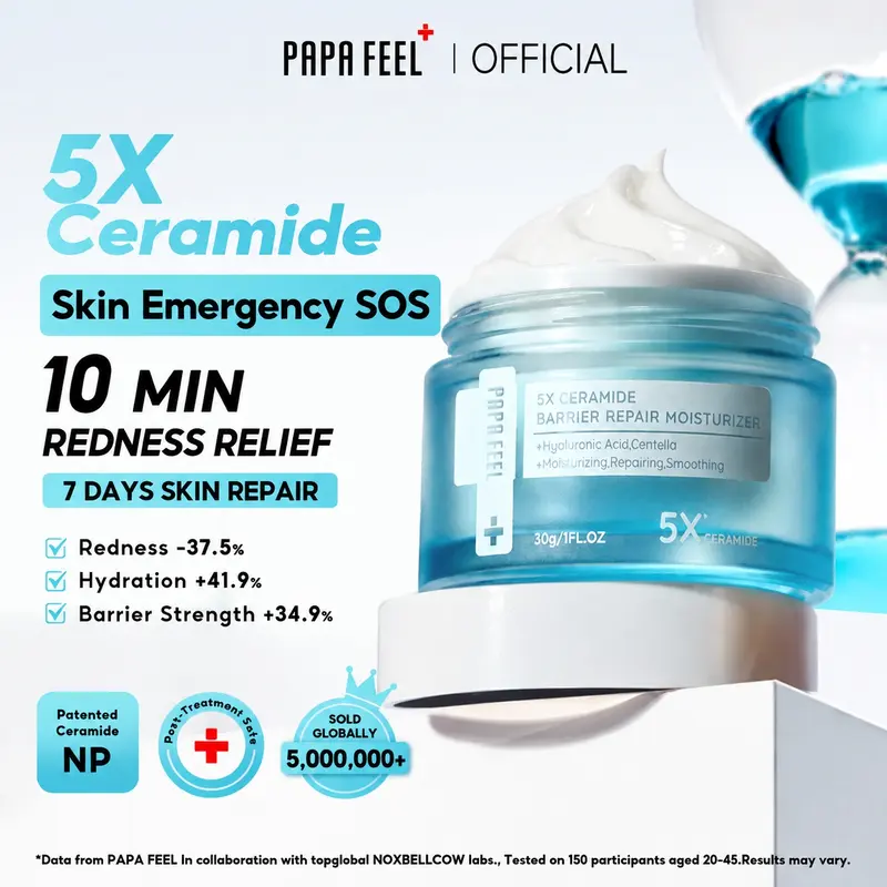 PAPA FEEL 5X Ceramide Barrier Skin Emergency SOS Moisturizer 30g | Redness Relief & Barrier Repair