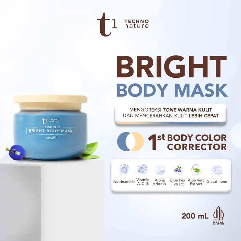 Makarizo T1 Techno Nature Bright Body Mask 200mL - Body Corrector / Body Bleaching / Masker Pencerah Badan