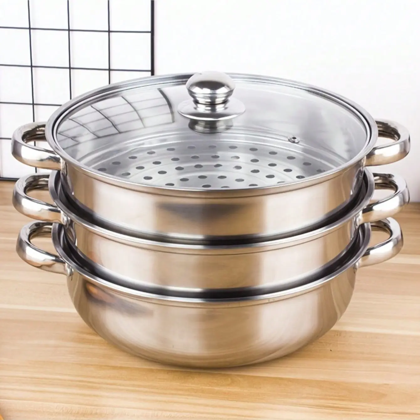 Thick Stainless Steel Steamer Pot for Hot Pot and Soup, Induction Compatible