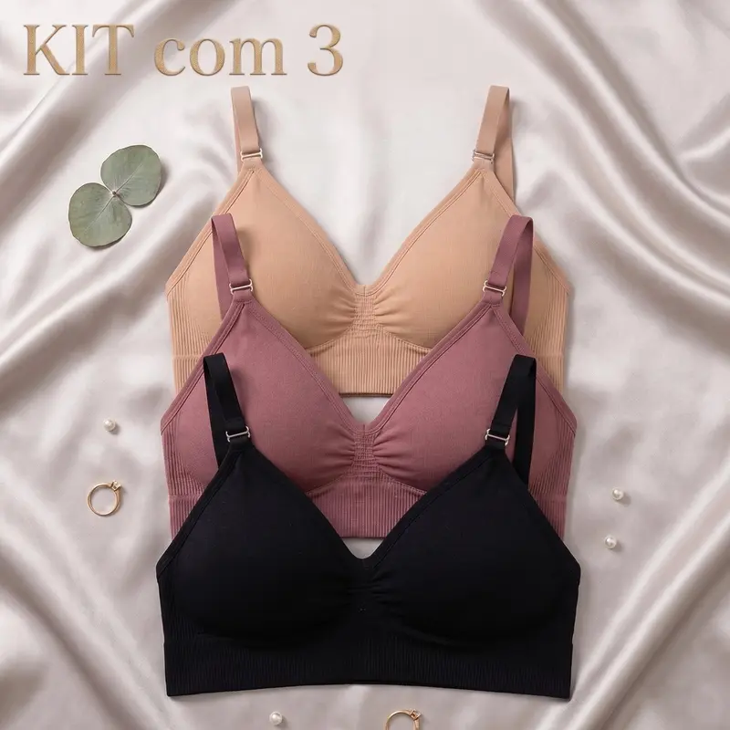 수입 탈착식 얇은 스트랩 브라탑 3종 세트, 탈착식 패드로 편안함과 스타일을 모두 갖춘 디자인
