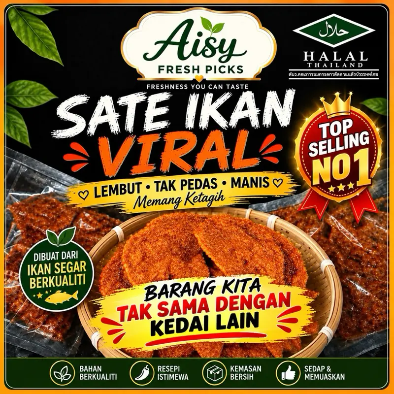 Sate Ikan Viral Halal Rasa Manis Gurih, Kemasan Borongan