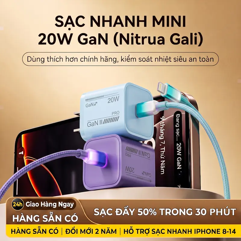 Paket charger cepat Beguu 20W untuk iPhone 6-14, chip GaN Pro, 8 lapis perlindungan dari panas, untuk semua perangkat, garansi 12 bulan