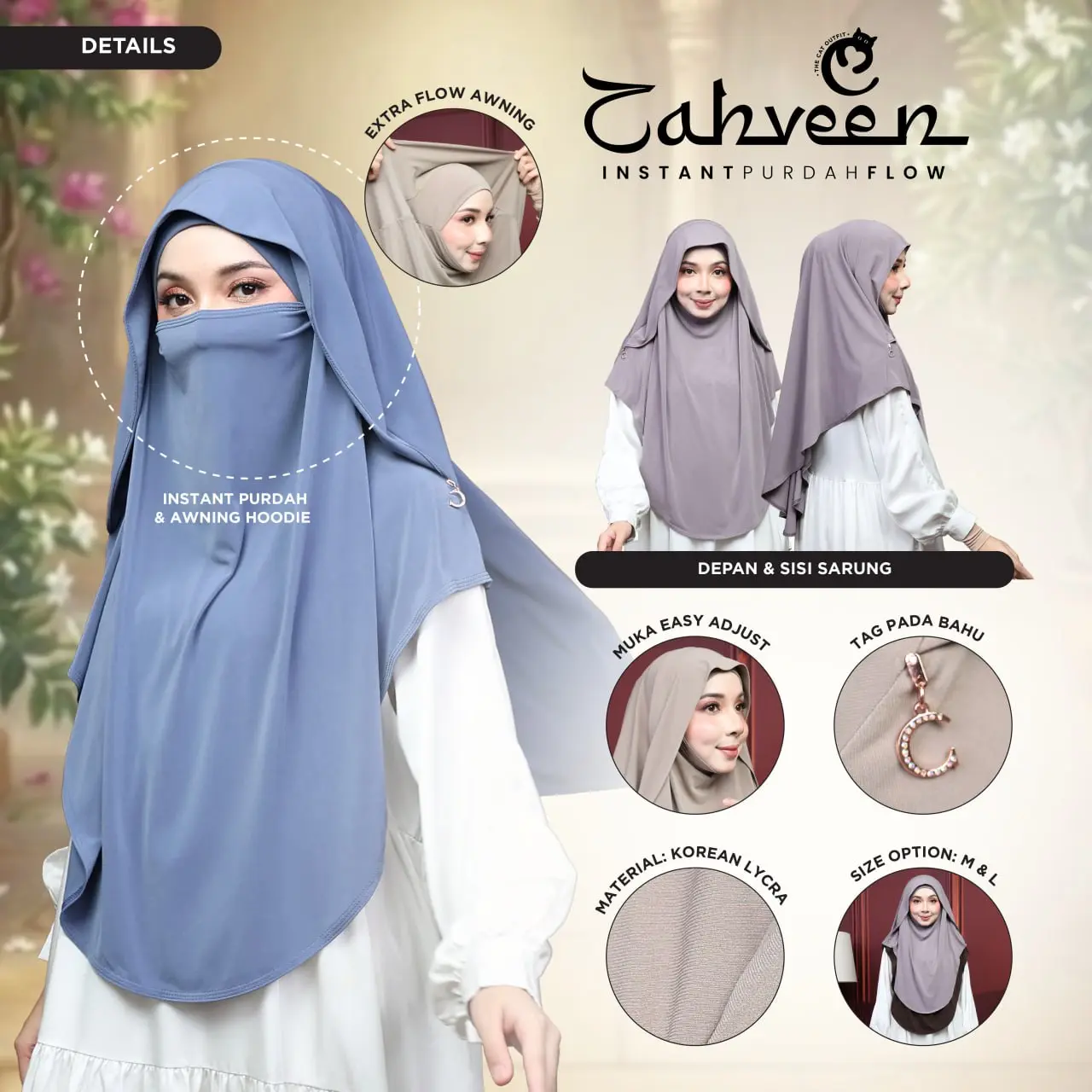 INSTANT PURDAH FLOW ZAHVEEN ~ HQ KOREAN LYCRA PREMIUM FABRIC ~ IRONLESS & STRETCHABLE HIJAB OF MUSLIMAH