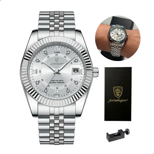 Poedagar Men's Luxury Dress Watch with Box and Adjustment Tool