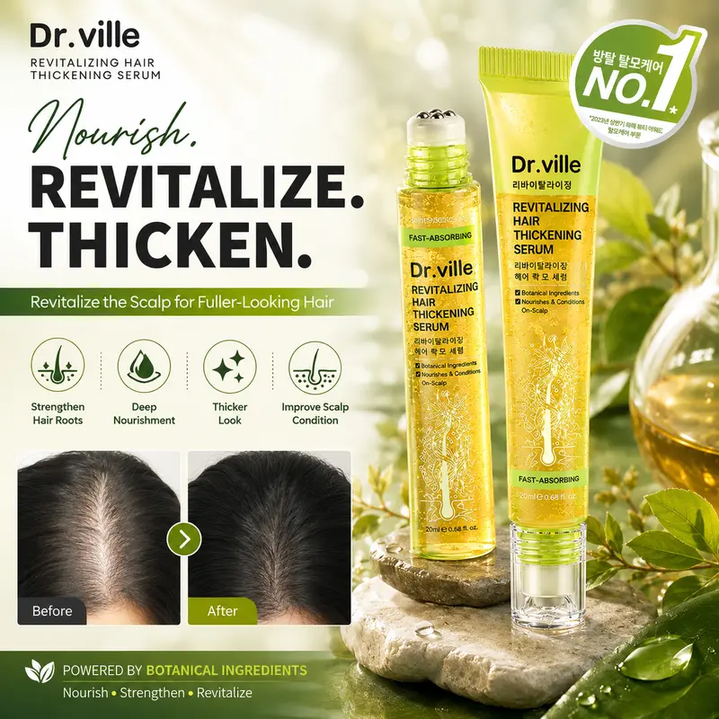 Dr.ville Hair Boosting Scalp Serum Roller for Hair Growth Support and Thicker-Looking Hair