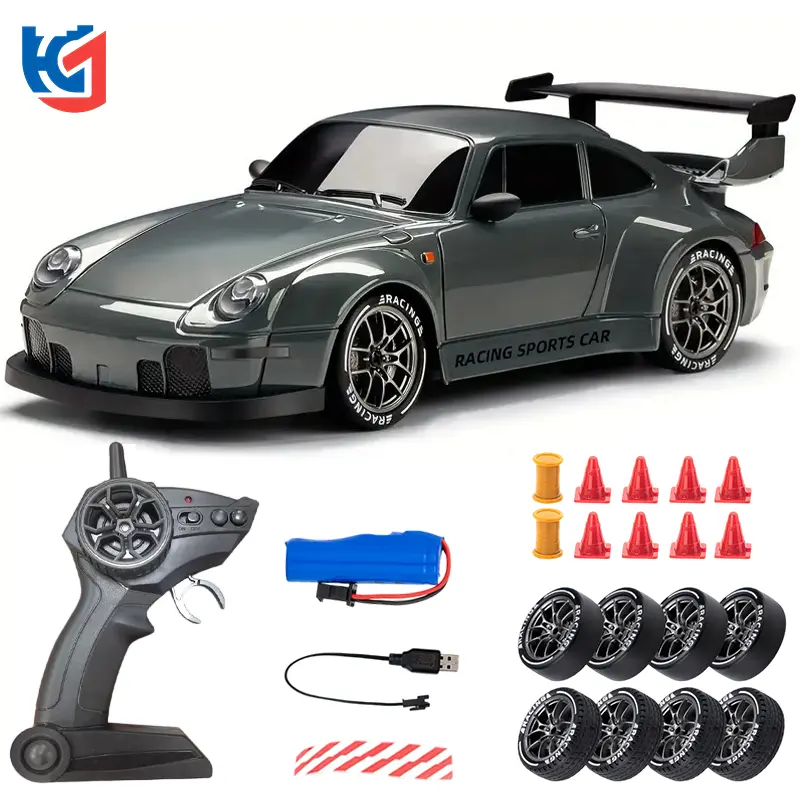 HJ toys : Carro de Drift RC Escala 1:24 4WD com Luzes LED e Pneus - Controle Remoto, Presente de Carnaval