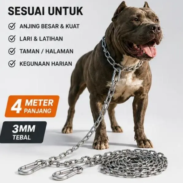 3 mm Thick, 4 m Long Anti-Rust Metal Chain for Clotheslines, Dog Tethers and Cages