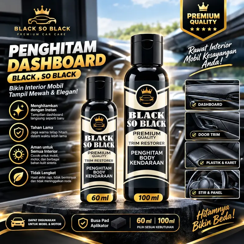 BLACK SOLID Permanent Vehicle Body Blackening Treatment, 60 mL or 100 mL with Applicator Pad, for Matte Dashboards and Textured Bodywork; Replaces BLACK SO BLACK