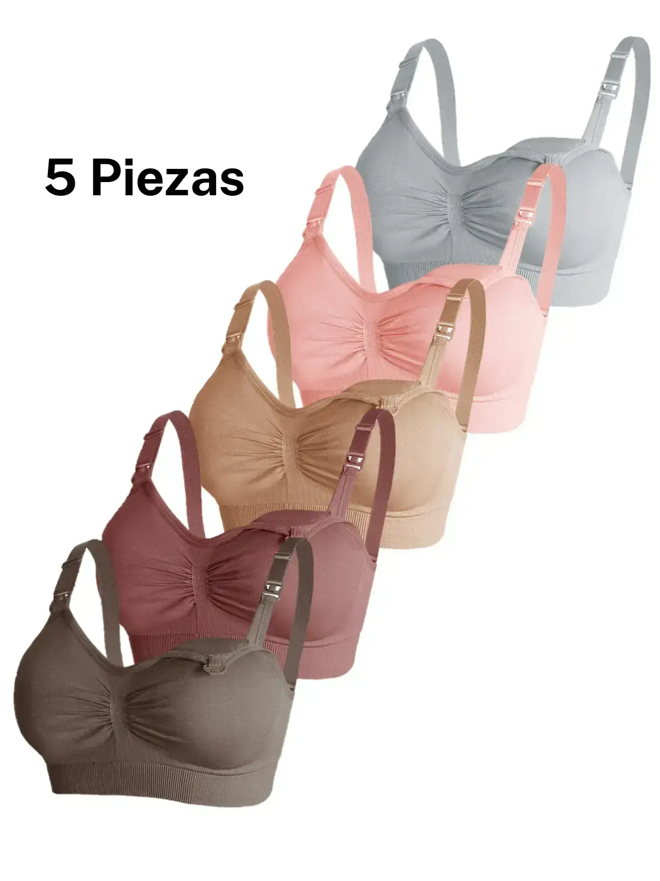 Wireless Maternity and Nursing Bra Set with Adjustable Hooks, Stretch Fabric and Solid Colors, for All Seasons