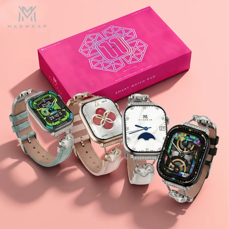 Maxwear Watch 11 mini 스마트워치, 1.85인치 AMOLED 화면, WhatsApp 답장·NFC·야외 GPS·스포츠·ChatGPT AI 번역·IP68 방수·건강 모니터링·블루투스 통화