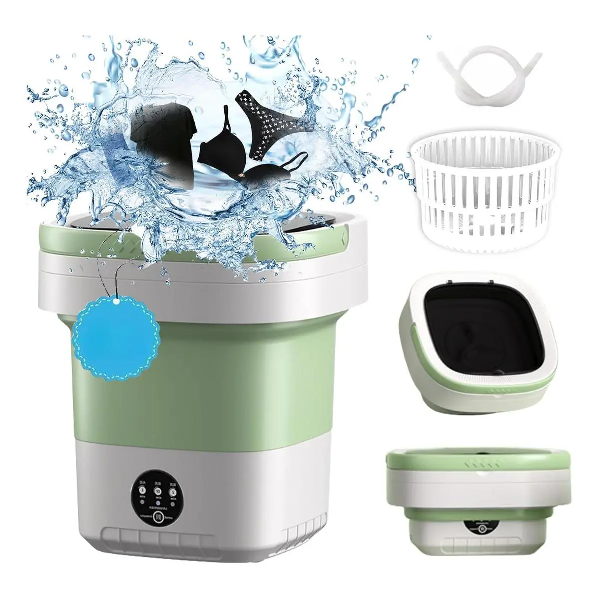 UTIEER 12L Foldable Portable Mini Washing Machine for Clothes with Antibacterial Blue Light