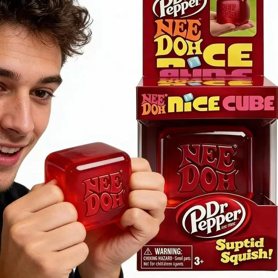 NeeDoh Nice Cube Squishy-Fidget-Würfel + Smiley Hair-Stressball-Set, weiches Slow-Release-Knautschspielzeug als Handtrainer und Sensorikspielzeug für Erwachsene und Kinder