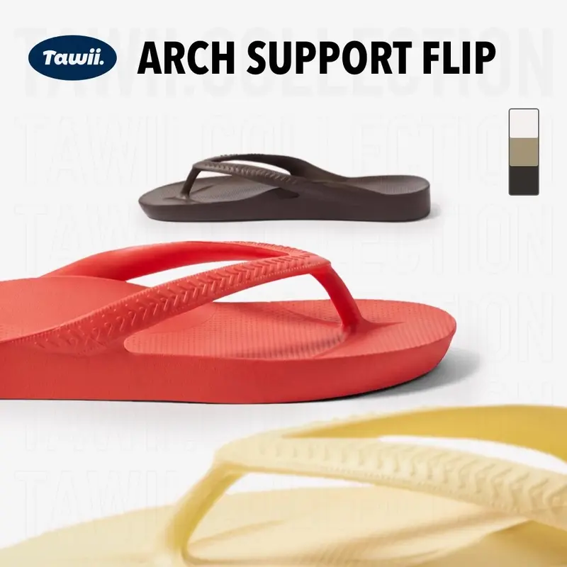 Tawii Women's Lightweight, Quiet Beach Flip-Flops with Arch Support