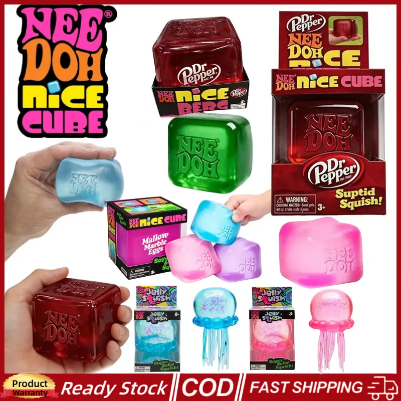 Juguetes antiestrés NeeDoh disponibles localmente: cubo mágico, medusa, bola Dr. Pepper y slime para aliviar el estrés