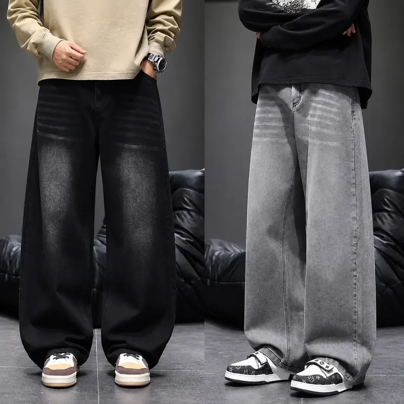 Korean Style Jeans pants formen straight cut Men's denim pants for men andwomen wide leg unisex pants comfortable baggy Pants Retro wide-leg jeans