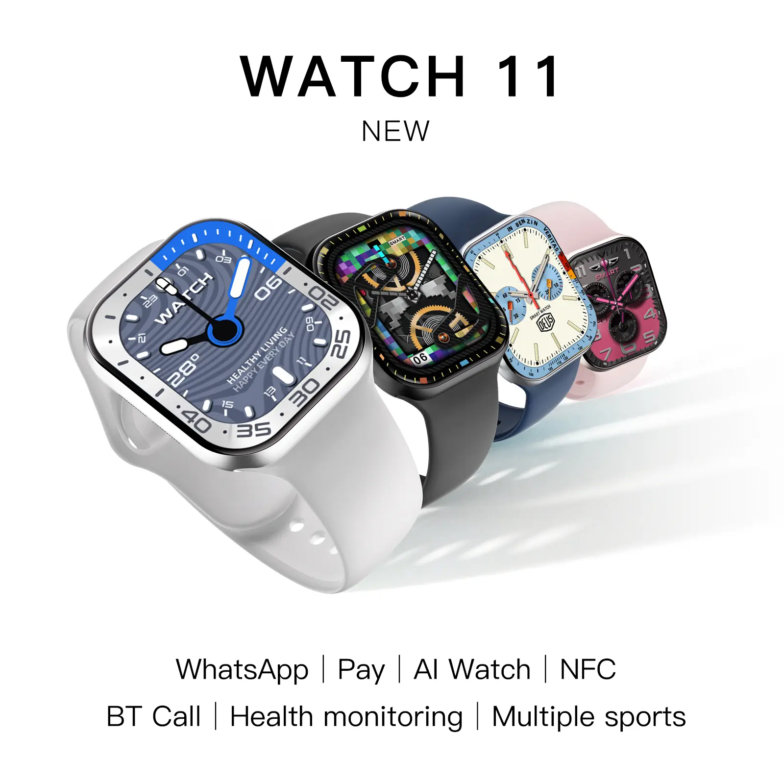 Maxwearシリーズ11 AIスマートウォッチ ChatGPT対応 WhatsApp返信 2.07インチディスプレイ 音声翻訳 音声操作 Bluetooth ノイズ検知