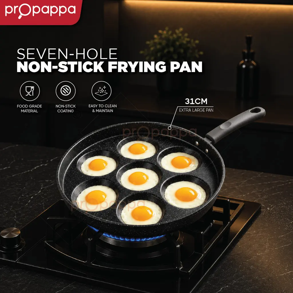 Propappa｜7穴ノンスティックフライパン 朝食メーカー 卵・パンケーキ用 7穴マルチパン