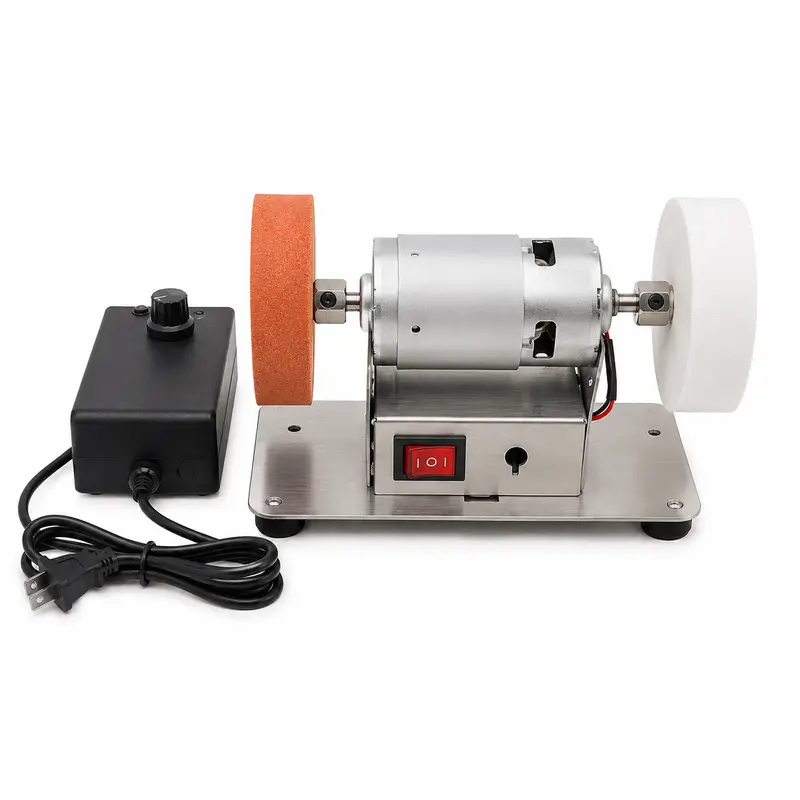 Mini esmeriladora de banco multifunción de 2 piedras, 220 V, compacta y fácil de usar en casa, con motor estable y afilado rápido