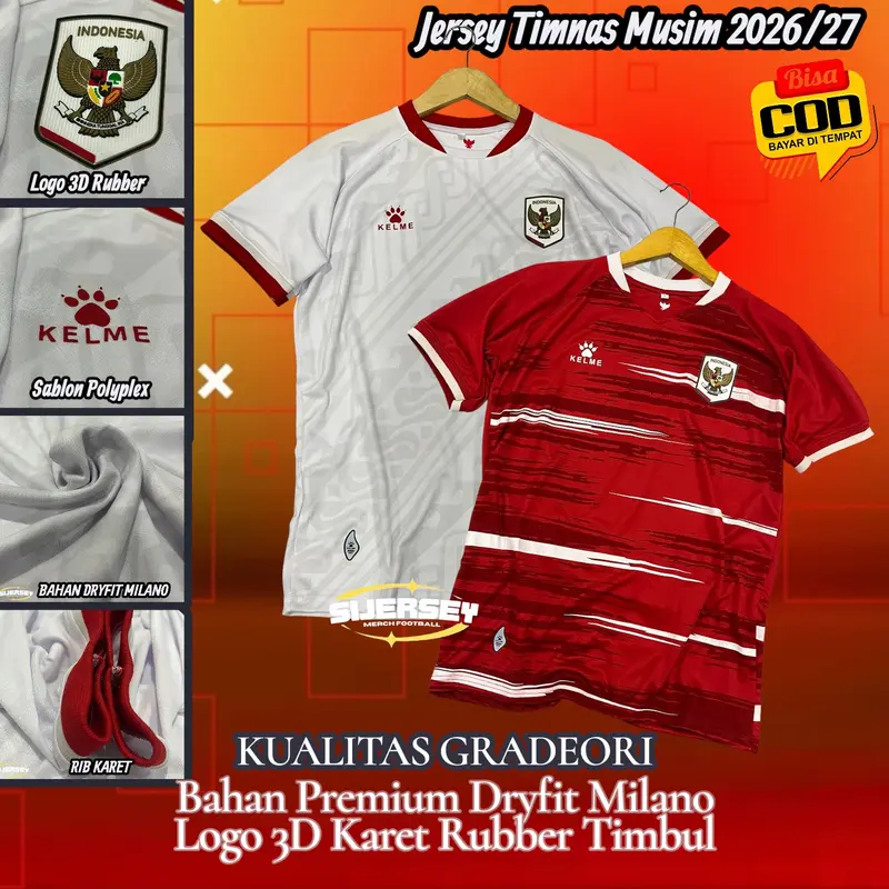 Jersey Indonesia GRAD0Rl dengan logo karet timbul