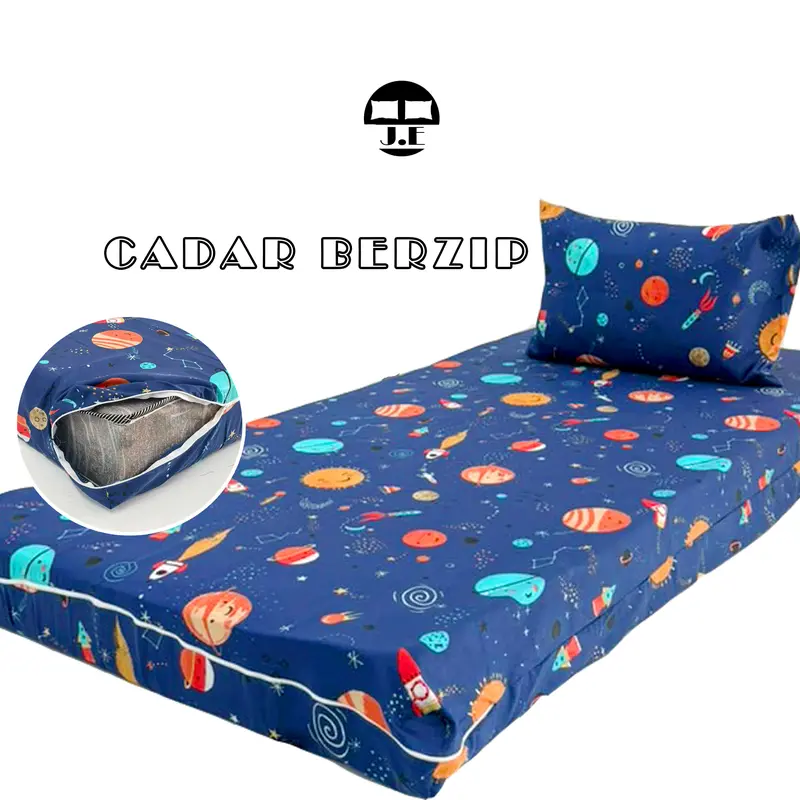 2-in-1 Zippered Single Bedsheet and Mattress Cover with Pillowcase for Homes, Homestays and Hostels
