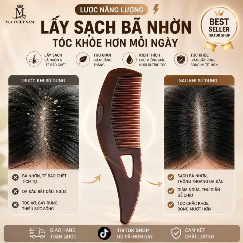 Lược Chải Gàu, Gỡ Rối Tóc,Làm Sạch Massage Da Đầu