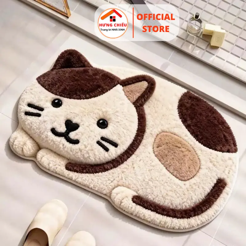 Thảm lau chân lông cừu mềm mại, đế cao su chống trượt, trải nhà tắm, cửa ra vào, decor phòng ngủ, hoa tiết đáng yêu, kích thước 40x60cm - Hưng Chiếu ED35