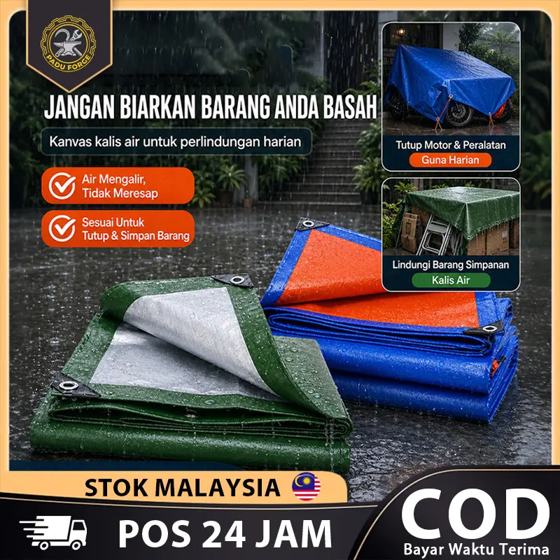 PADU FORGE Heavy-Duty Waterproof PE Tarpaulin, Double-Coated Tear-Resistant Rain and UV Cover with Metal Eyelets, Blue or Green, Multiple Sizes