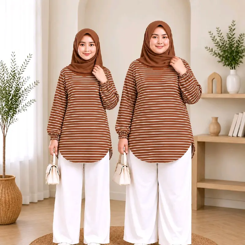 (2 pour 10 %) Blouse Sedap/Aster Curve, unie, à pois, aspect lin ou à rayures
