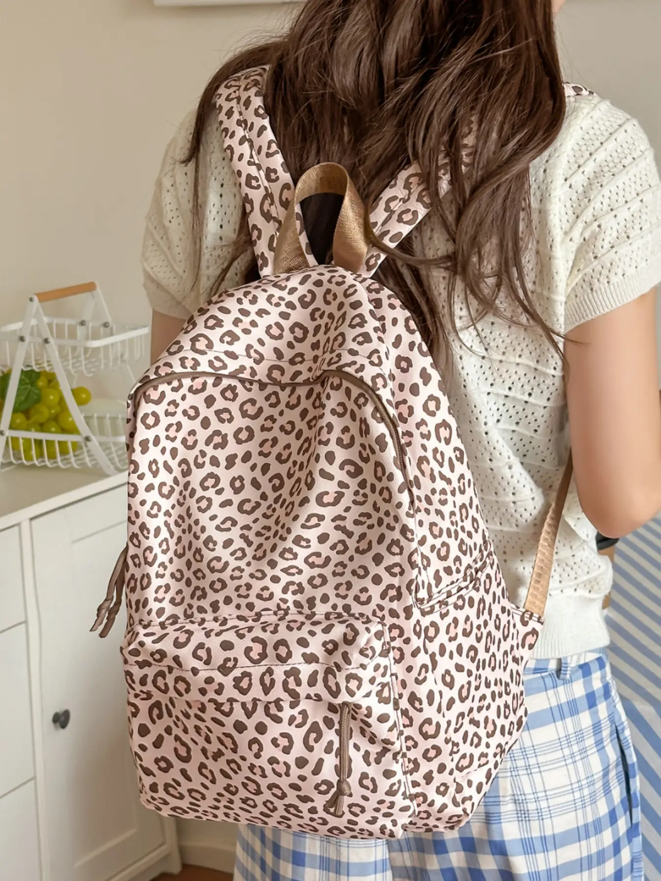 Sac à dos unisexe en toile et nylon à imprimé léopard vintage, grande capacité, bretelles épaisses réglables, compartiment pour ordinateur portable