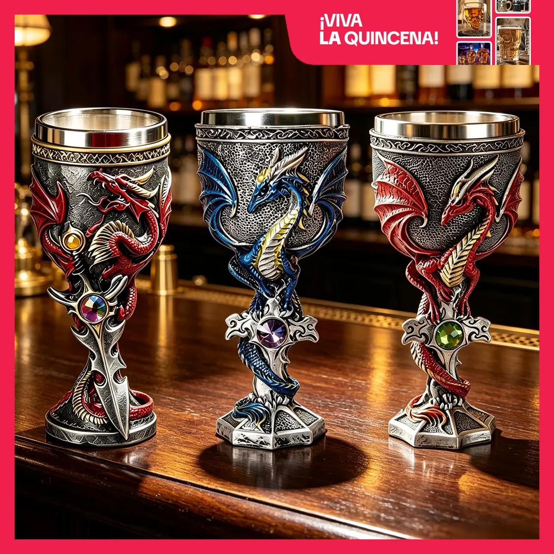 Cálice de dragão medieval de 170 ml com detalhe de espada, presente para colecionadores, ideal para Halloween e encontros