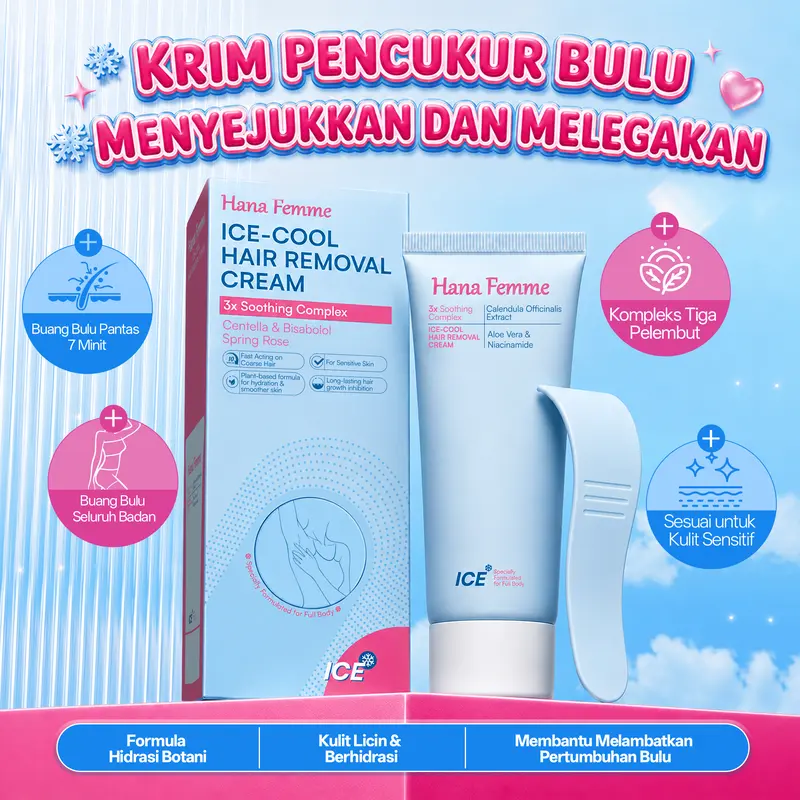 Crème dépilatoire corps entier Hana Femme, effet fraîcheur, peau douce et lisse après utilisation, sans démangeaisons