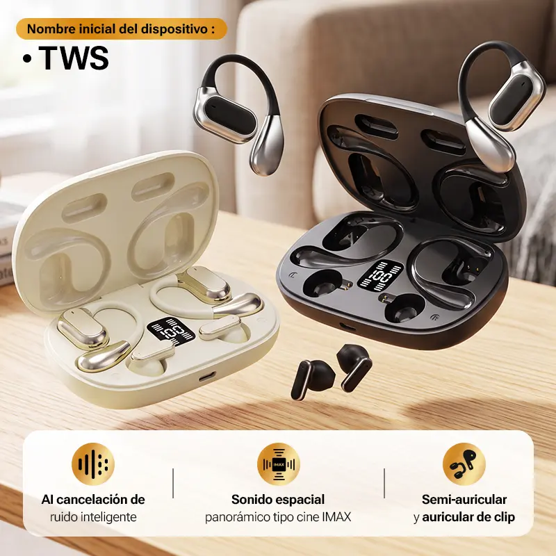 Updated 2-in-1 Open-Ear Bluetooth Sports Earbuds with Digital Display Case, 2 Colors