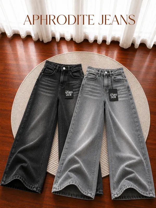 UNISEX Baggy jeans wanita Celana jeans wanita - Celana Loose Jeans Wanita - Koreans Jeans Wanita skena Denim  Panjang Hitam Casual