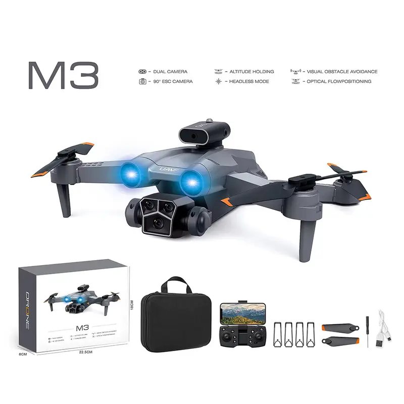 DLI M3 / M3Tela / M3Max Professional Quadcopter Drone with Dual HD Cameras, 2 Batteries and 2.4G Wireless Support