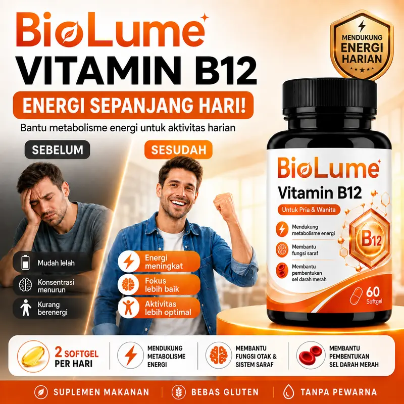 Vitamin B12 Supplement for Adults, Daily Nutrition for Men and Women to Support Energy, Metabolism and Nervous System Health