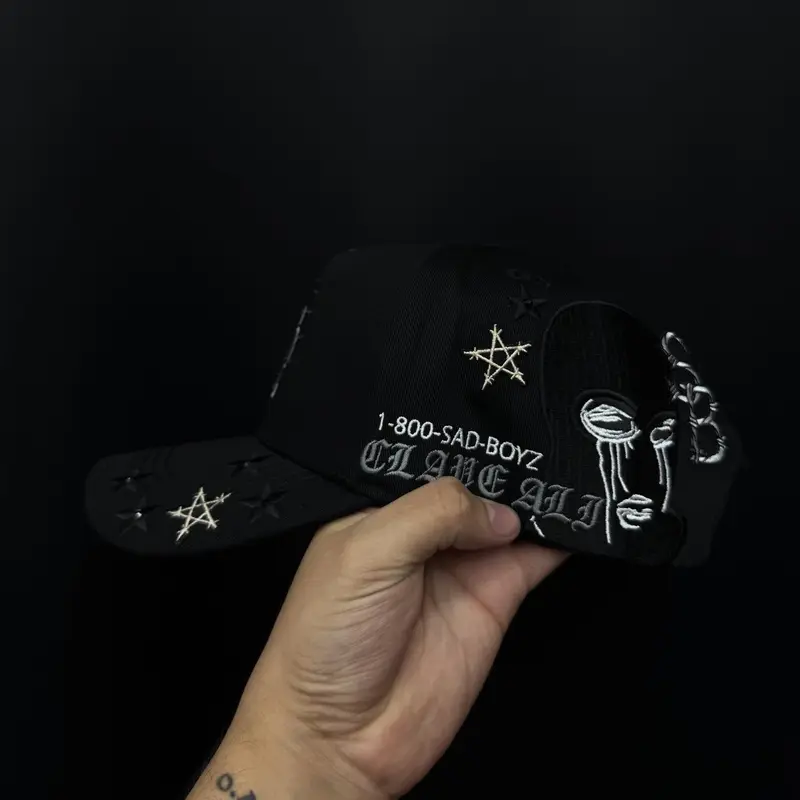 SAD-BOYZ Kids' Black Urban-Style Cap with Gold Stars
