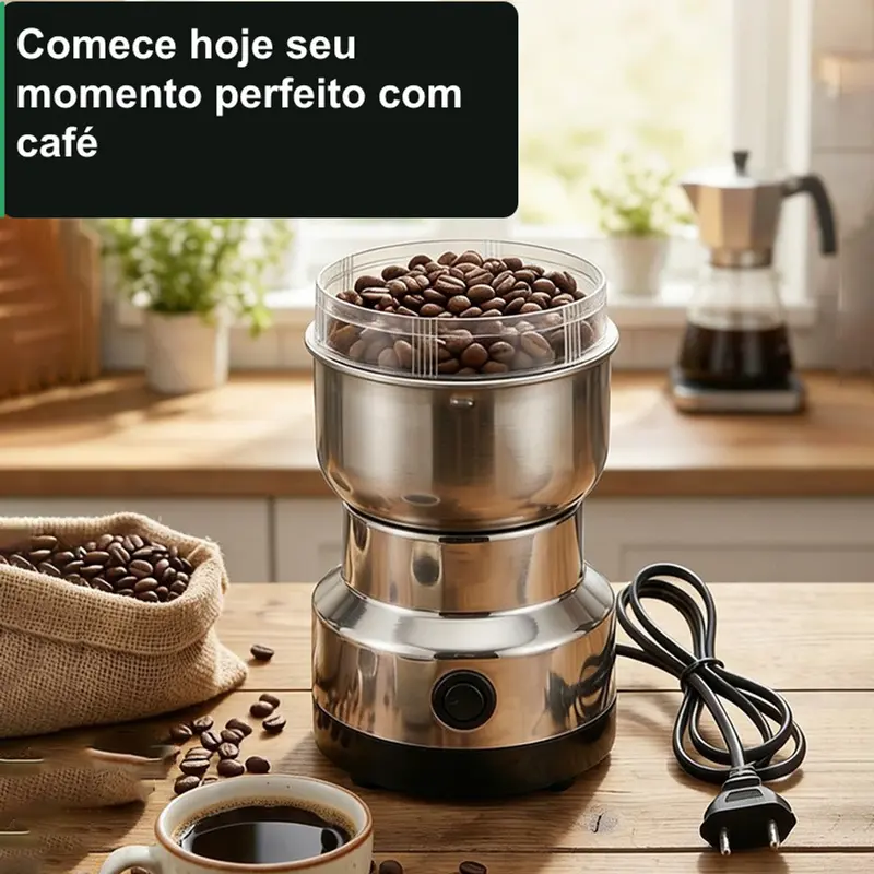 110V Electric Coffee and Spice Grinder, Stainless Steel, 4 Blades, Compact Design