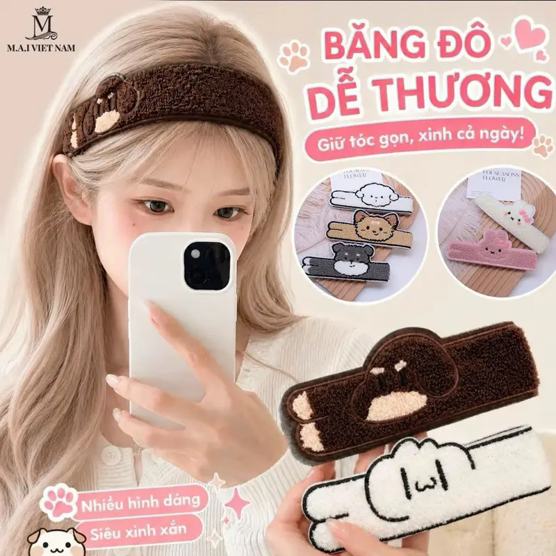 Băng Đô Hoạt Hình Nhiều Hoạ Tiết Dễ Thương Giữ Tóc Gọn Xinh Cả Ngày Siêu Xinh Xắn